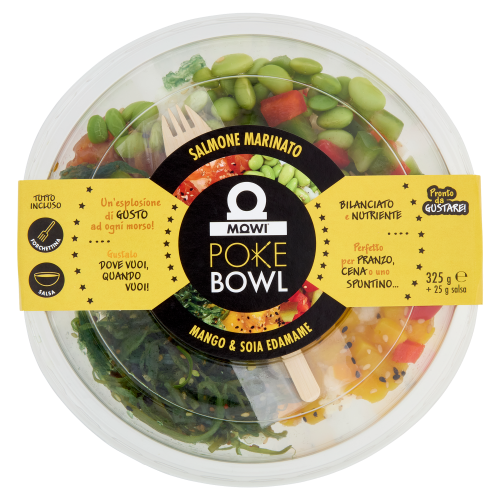 Poke Bowl Mowi Salmone Marinato con Mango & Soia Edamame, 325g.